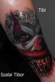 Creepy klouno rankos tatuiruotės modelis