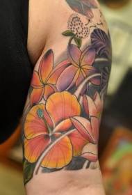 Big Bang Tropical Plaid ziedu krāsas tetovējuma raksts