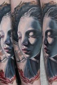 modello di tatuaggio realistico braccio bella ragazza di sonno di colore