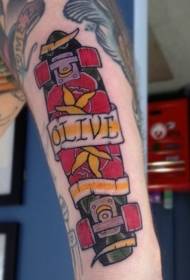 skateboard di colore vecchia scuola) Modello di tatuaggio del braccio della lettera