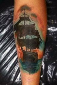 Kar festett hatalmas vitorlás tengeri tetoválás mintával