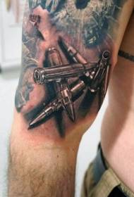 Niewiarygodne malowane realistyczny wzór tatuażu z karabinem