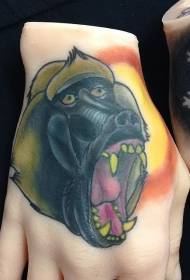 model de tatuaj de culoare soarelui avatar și negru babuin negru