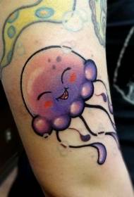 Modèle de tatouage pourpre de méduses dessin animé drôle petit bras
