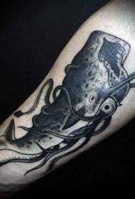 braccio strano tatuaggio calamari bianco e nero) Pattern
