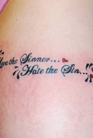 big red red caution and black English alphabet tattoo pattern