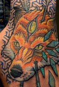 Volpe fantasia fantasy semplice dipinta a mano con motivo tatuaggio freccia
