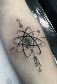 Arm videnskab stil sort solsystem og pil tatoveringsmønster