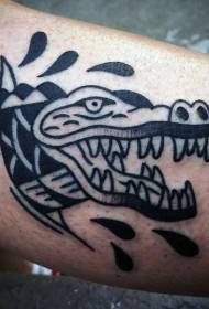 käsivarsi yksinkertainen musta krokotiilin pään tatuointikuvio