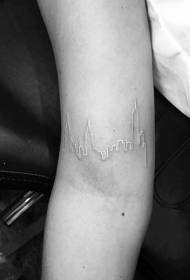 fehér vonal EKG kombinációja a vár kar tetoválás mintával