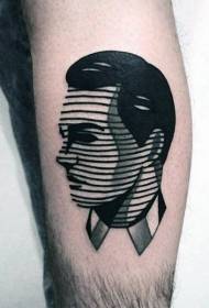black and white unique man portrait arm tattoo pattern