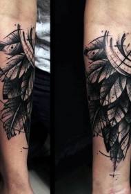 braccio bussola nera con punta di piuma) Modello di tatuaggio tatuaggio