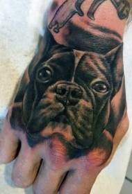 ranka juoda nugara realus šuns avatar tatuiruotės modelis