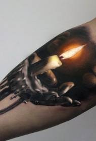 врло реалистичан узорак за тетовирање руку са свећама у боји