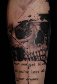 ingalo emnyama kunye emhlophe skull encinci kunye nephethini ye tattoo
