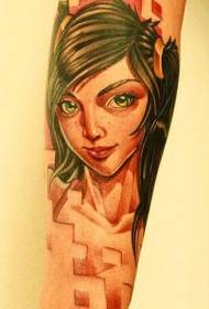 lengan gaya kartun pola tato gadis lucu