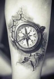 compás dubh agus bán 3D patrún tattoo lámh