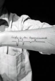 Arm swarte lytse frisse EKG- en lettertatuerpatroan