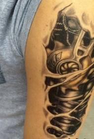 modello di tatuaggio meccanico parte lacrima braccio bianco e nero