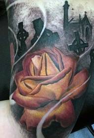 braso makatotohanang kulay rosas at madilim na pattern ng tattoo ng sementeryo