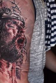 Arm Religion Stil blutiges Porträt von Jesus Tattoo-Muster