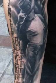 手臂紀念風格邁克爾·傑克遜肖像紋身圖案