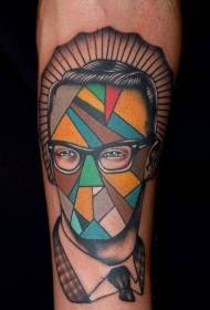 modello di tatuaggio ritratto senza volto retrò stile geometrico braccio