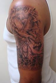 bra nwa e blan solèy ak lèt modèl tatoo pijon