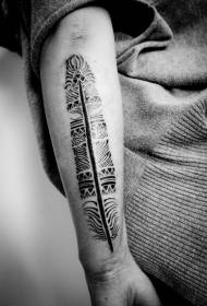 Cool Tribal Feather Black and White Hand Tattoo Model