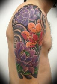 smukke farvede lotus mandlige store arm tatoveringsmønster