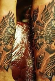 braccio Squisita farfalla dipinta e fenice tatuaggio