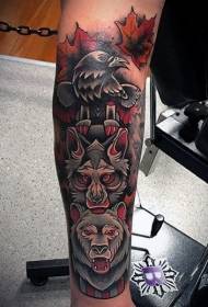braço colorido e colorido Animal tribal estátua tatuagem padrão