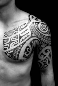 Pola polinezijskog plemenskog stila ukrasni crni uzorak tetovaža