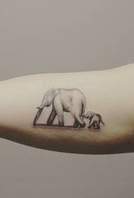 cool realistisk elefantfamilj stor tatuering mönster