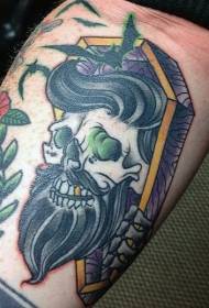 армейскі зомбі аватар і труна каляровы малюнак татуіроўкі