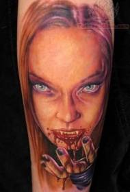 реалистичный Окрашенный кровавый вампир женский рисунок татуировки рука