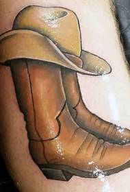 arm Sepatu bot koboi berwarna dengan pola tato topi