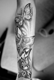 nhema grey butterfly kumedza Arm tattoo maitiro