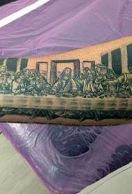 brazo tema cristiano blanco y negro maestro cena tatuaje patrón