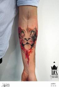 stil de brat colorat model de tatuaj cap de leu mare