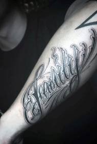 Dizajn ruku prekrasan crno šljokičast uzorak za tetovažu slova