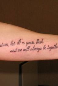 braccio parole romantiche modello di tatuaggio alfabeto inglese