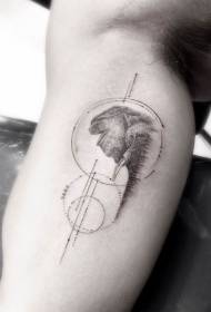 braț stil știință Cercul negru cu model de tatuaj elefant