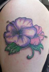 purpurroude Hawaiian Hibiskus Blummen Arm Tattoo Muster