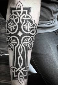 Arm black and white celtic cross simple tattoo pattern
