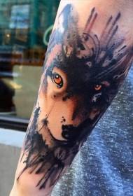 braço maravilhoso pintado lobo cabeça tatuagem padrão