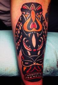 Modèle de dessin animé de bras peint motif de tatouage de statue tribale