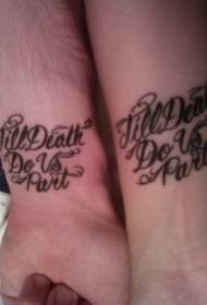 parelles patró de tatuatge de lletra negra