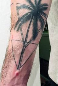 braço estilo geométrico simples palmeira colorida com padrão de tatuagem triângulo