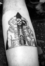 ramię prosty czarny astronauta połączone wzór tatuażu szkieletu